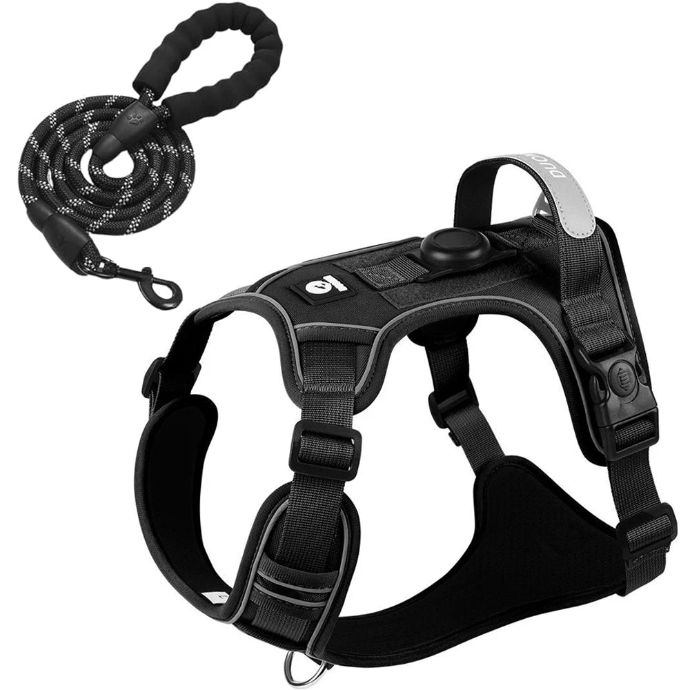 Dog Harness & Leash Set with AirTag Holder