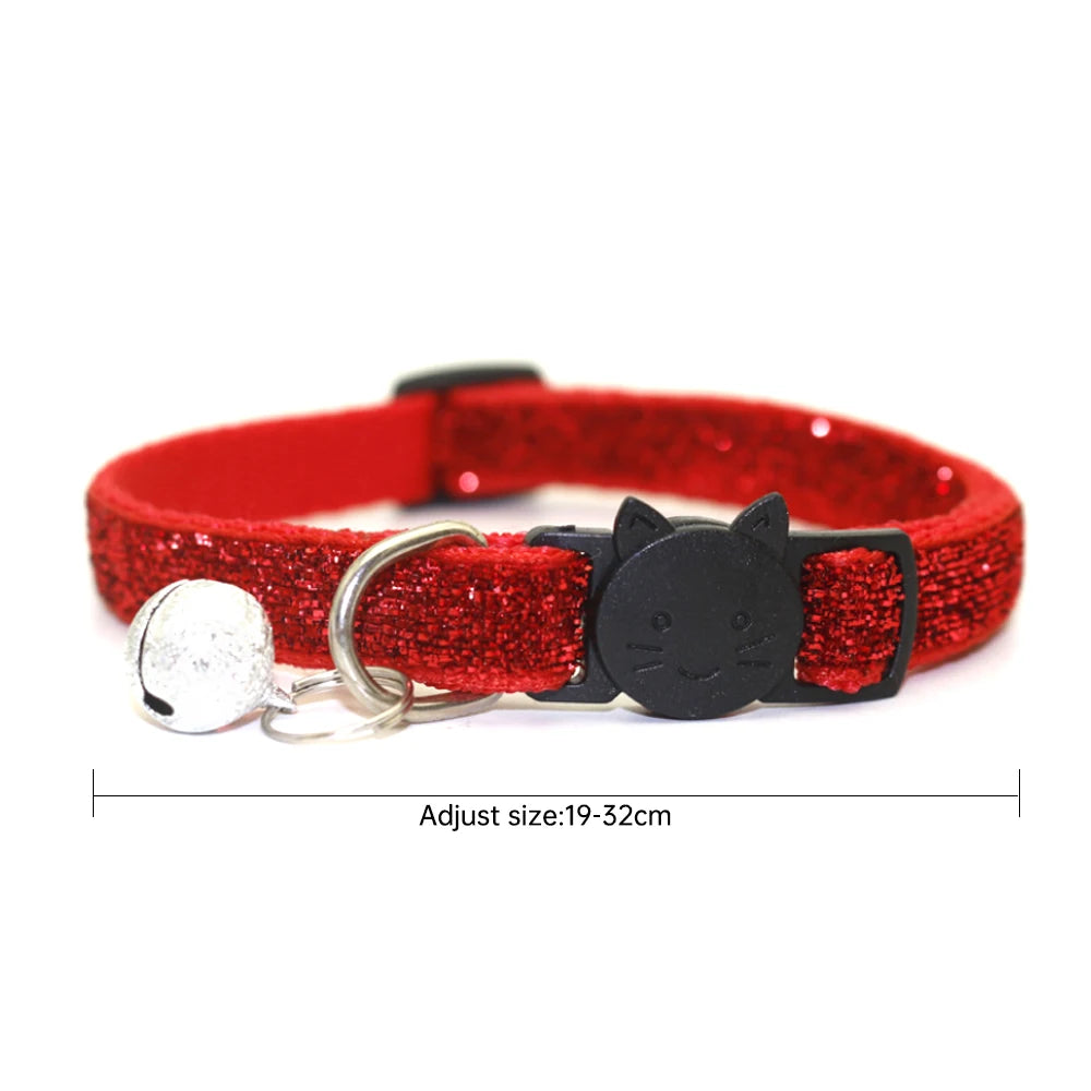 New 8 Color Cute Puppy Frosted Cat Collar ABS Adjustable Strap Small Pet Cat Kitten Collar with Bell Nylon Strap Pet Cat Collar