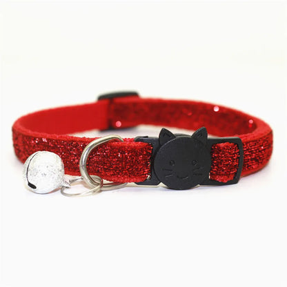 New 8 Color Cute Puppy Frosted Cat Collar ABS Adjustable Strap Small Pet Cat Kitten Collar with Bell Nylon Strap Pet Cat Collar