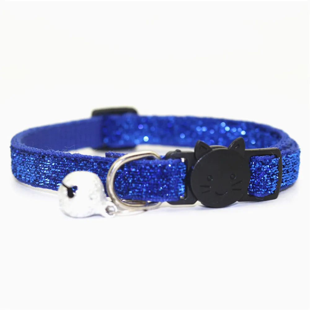 New 8 Color Cute Puppy Frosted Cat Collar ABS Adjustable Strap Small Pet Cat Kitten Collar with Bell Nylon Strap Pet Cat Collar