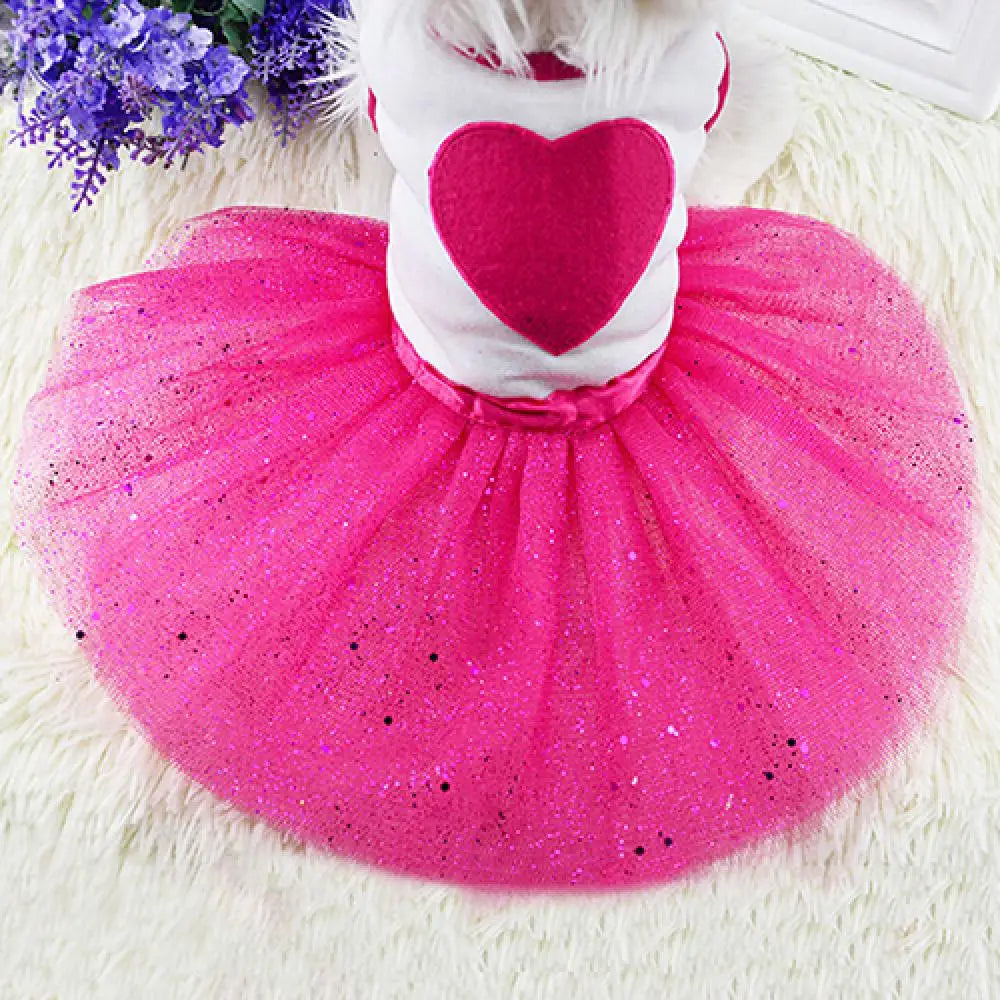Sequin Heart Tutu Dog Dress