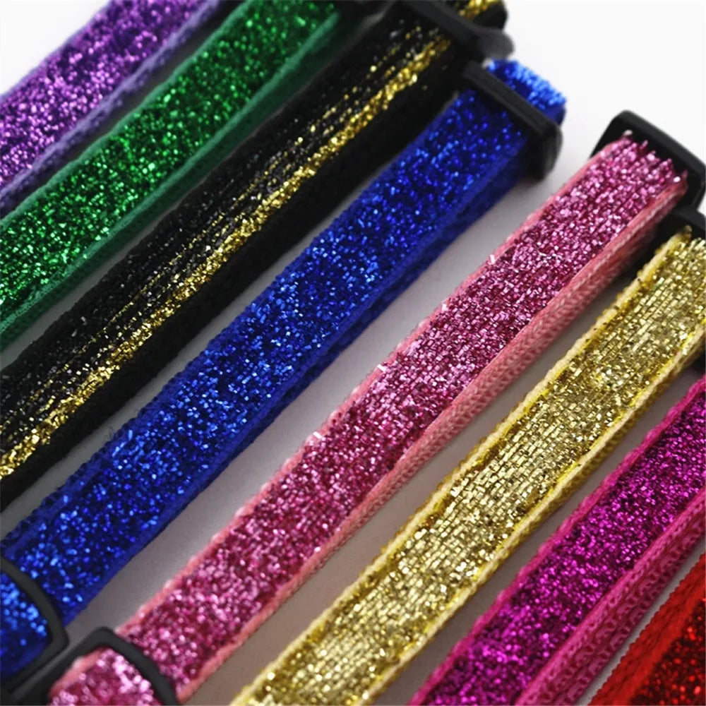 New 8 Color Cute Puppy Frosted Cat Collar ABS Adjustable Strap Small Pet Cat Kitten Collar with Bell Nylon Strap Pet Cat Collar