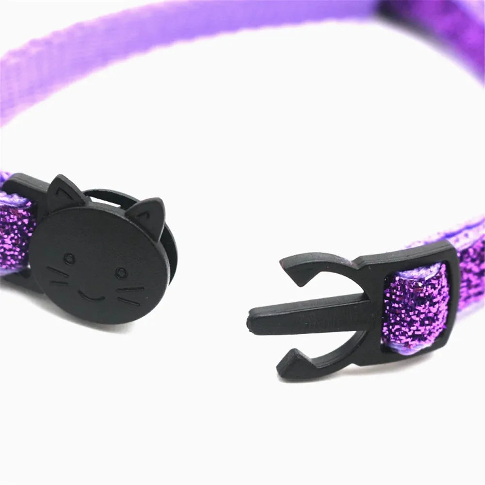 New 8 Color Cute Puppy Frosted Cat Collar ABS Adjustable Strap Small Pet Cat Kitten Collar with Bell Nylon Strap Pet Cat Collar