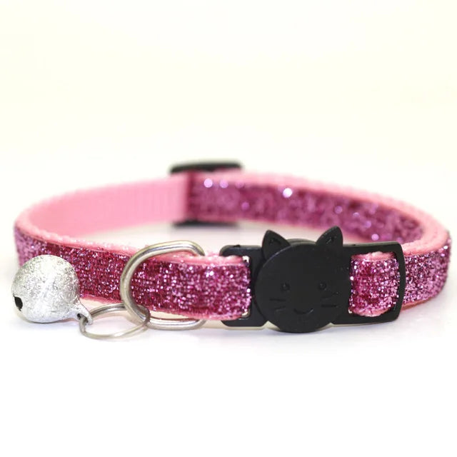 New 8 Color Cute Puppy Frosted Cat Collar ABS Adjustable Strap Small Pet Cat Kitten Collar with Bell Nylon Strap Pet Cat Collar