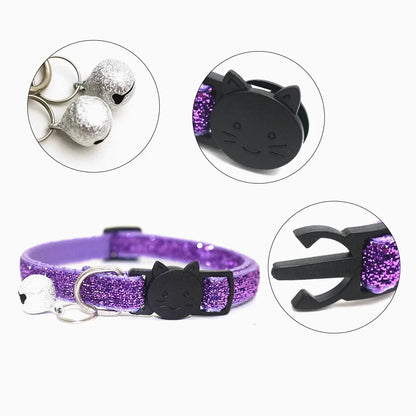 New 8 Color Cute Puppy Frosted Cat Collar ABS Adjustable Strap Small Pet Cat Kitten Collar with Bell Nylon Strap Pet Cat Collar