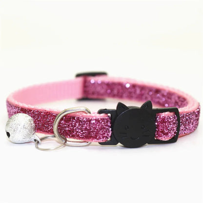 New 8 Color Cute Puppy Frosted Cat Collar ABS Adjustable Strap Small Pet Cat Kitten Collar with Bell Nylon Strap Pet Cat Collar