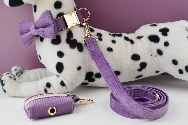 Corduroy Dog Collar & Leash Set
