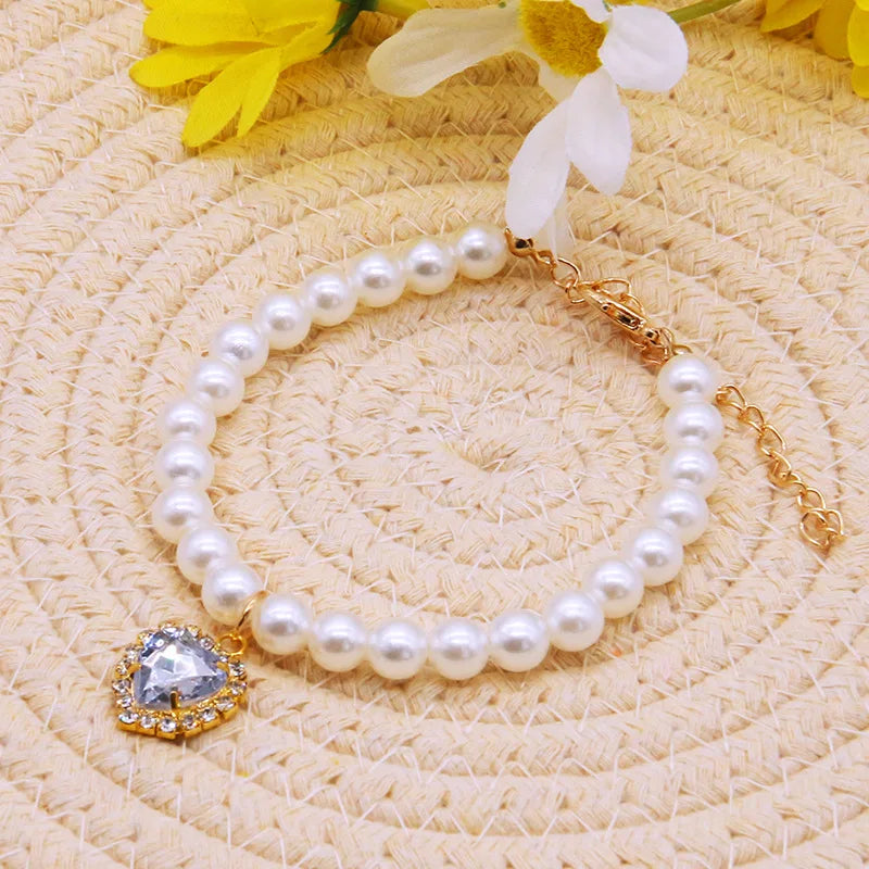 Faux Pearl Cat Necklace Collar