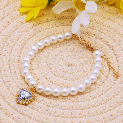 Faux Pearl Cat Necklace Collar