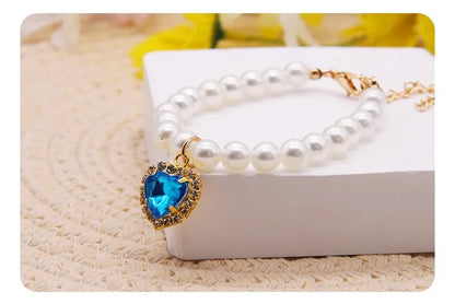 Faux Pearl Cat Necklace Collar