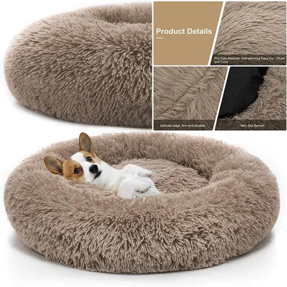 Comfortable Donut Cuddler Pet Bed, Round Dog Kennel, Ultra Soft, Washable Dog and Cat Cushion Bed, Warm Sofa, Winter, Hot Sell