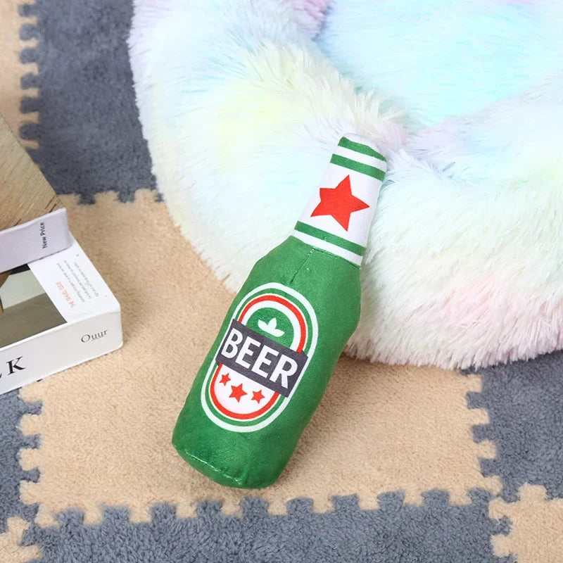 Squeaky Beer Bottle Dog Toy