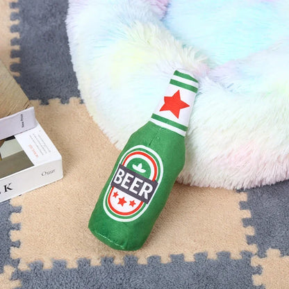 Squeaky Beer Bottle Dog Toy