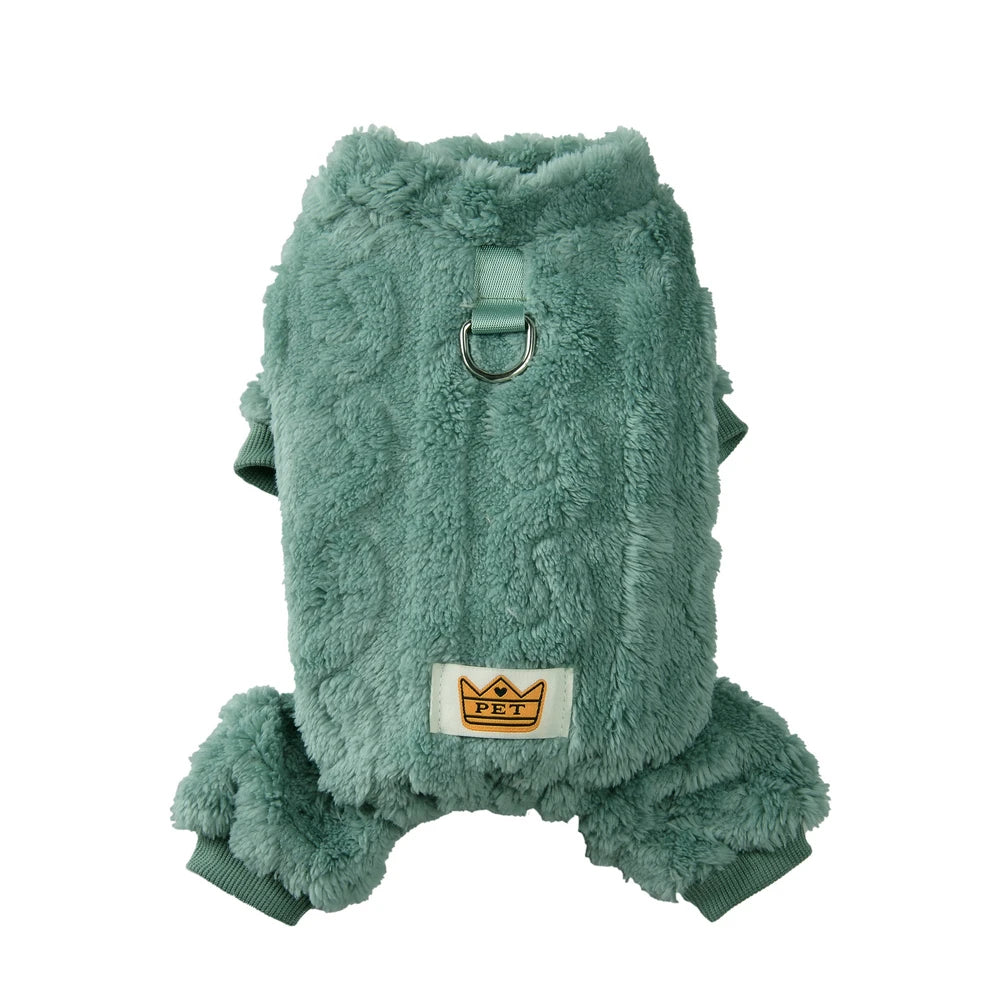 Fleece Dog Jumpsuit with Leash Ring
