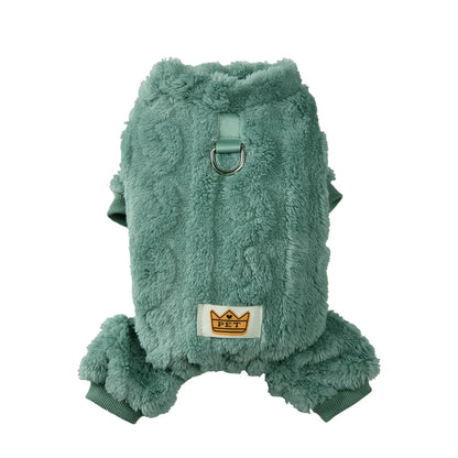 Fleece Dog Jumpsuit with Leash Ring