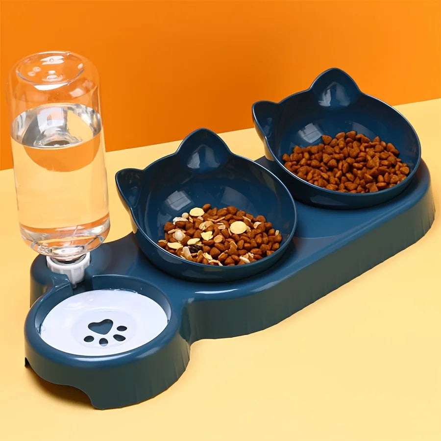 3-in-1 Tilted Pet Food & Water Set