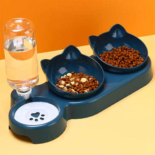 3-in-1 Tilted Pet Food & Water Set