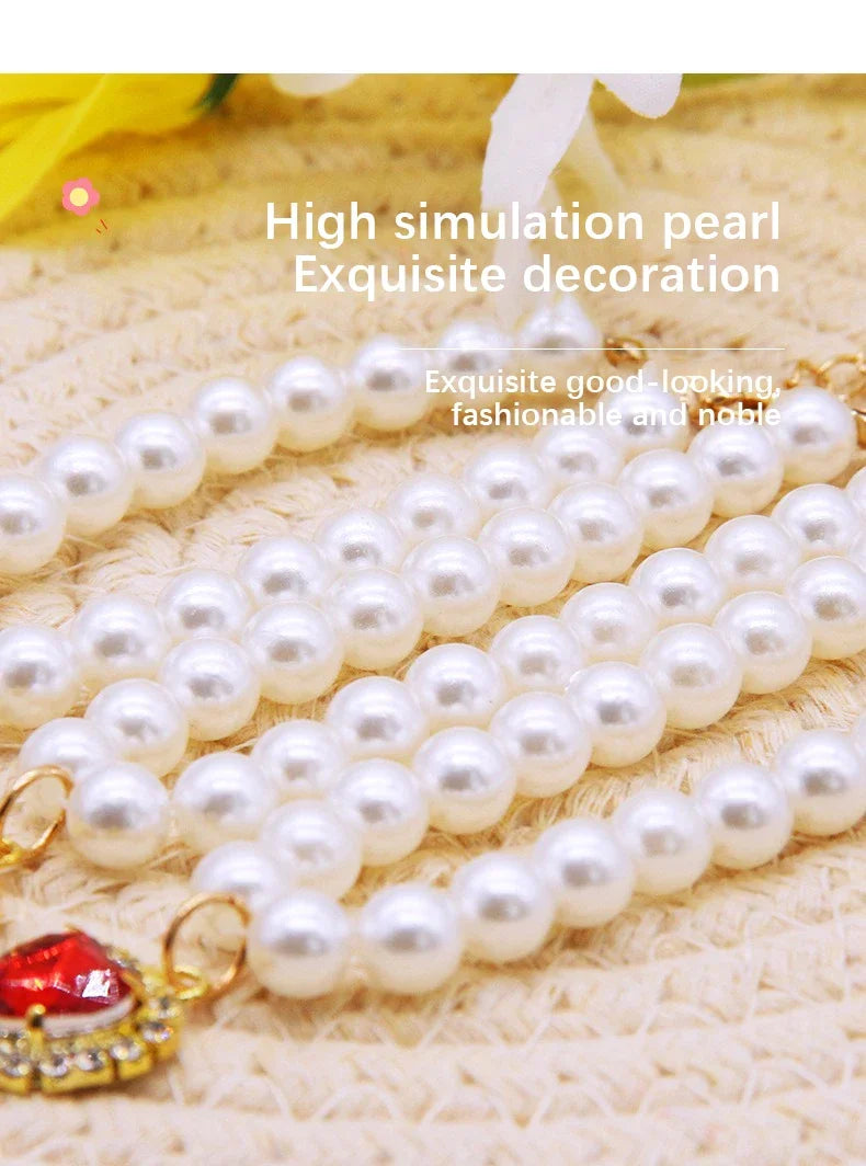 Faux Pearl Cat Necklace Collar