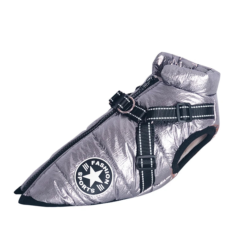 Winter Dog Jacket with Built-In Harness