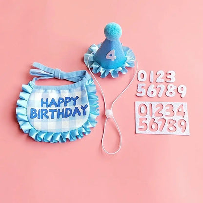 Cat Birthday Party Hat & Scarf Set
