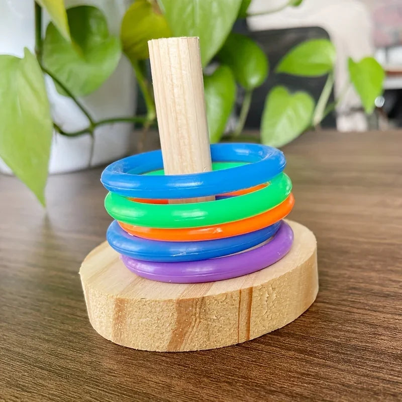 Wooden Parrot Ring Toy