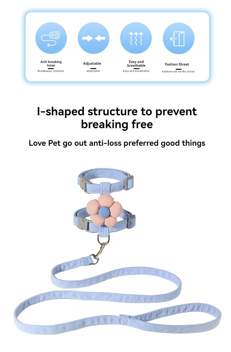 Adjustable Breathable Dog & Cat Harness Set