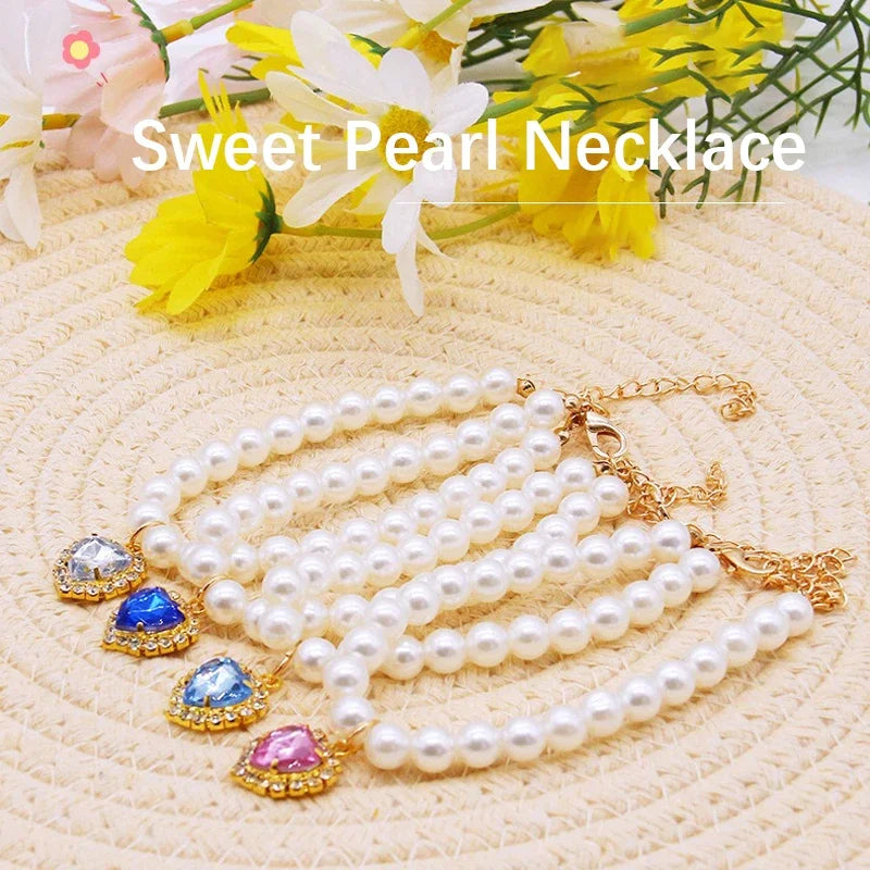 Faux Pearl Cat Necklace Collar