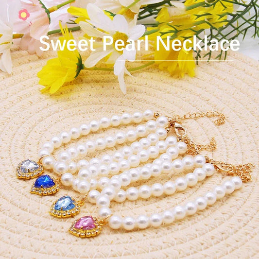 Faux Pearl Cat Necklace Collar