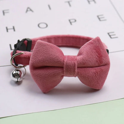 Velvet Bow Cat Collar with Bell