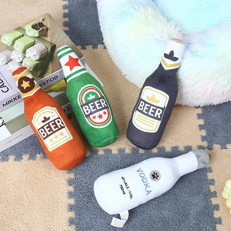 Squeaky Beer Bottle Dog Toy