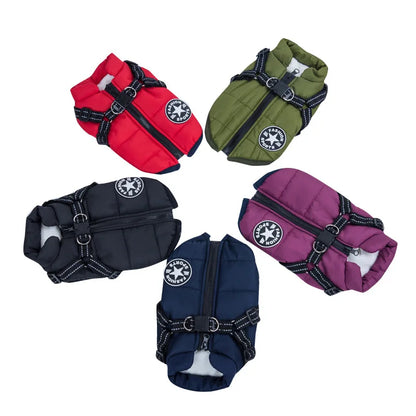 Winter Dog Jacket with Built-In Harness