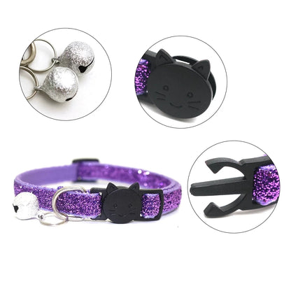 New 8 Color Cute Puppy Frosted Cat Collar ABS Adjustable Strap Small Pet Cat Kitten Collar with Bell Nylon Strap Pet Cat Collar