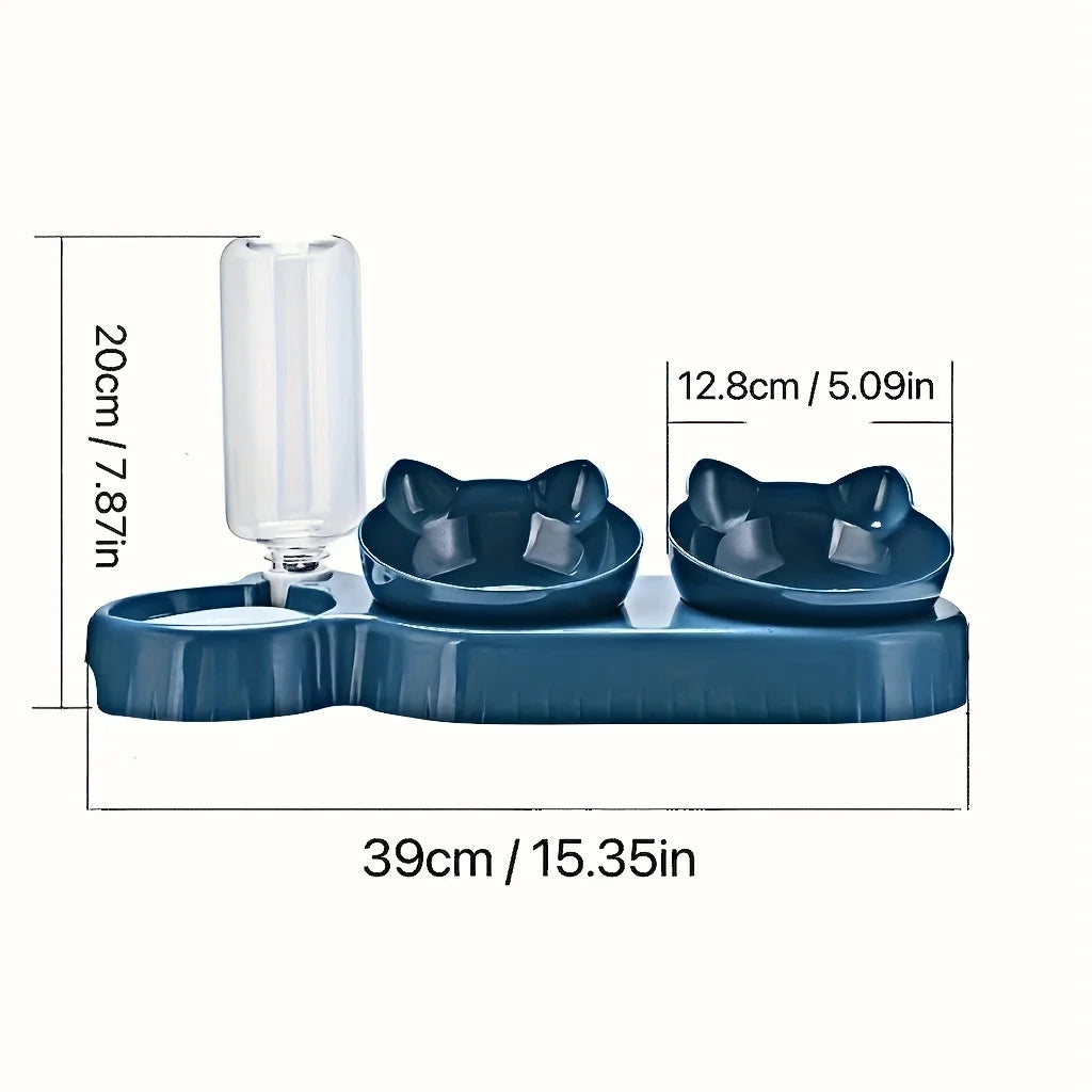 3-in-1 Tilted Pet Food & Water Set