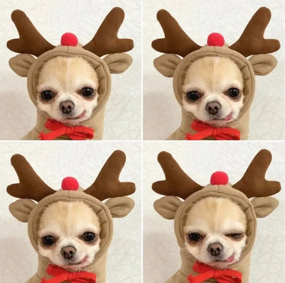 Christmas Pets Antler Coat Winter Hooded Sweatshirt Small Medium Pet Puppy Cat Jacket Clothes Chihuahuas French Bulldog Costume