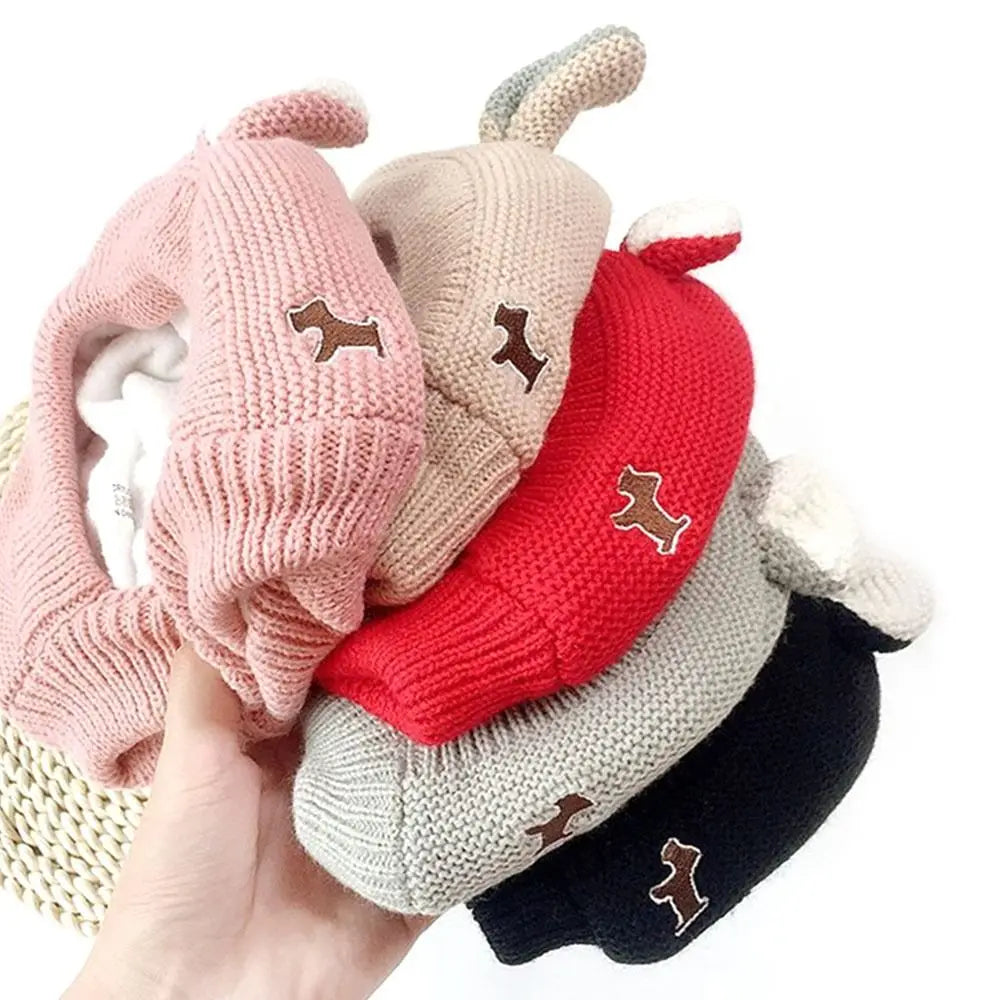 Knit Dog Ear Muffs & Hat
