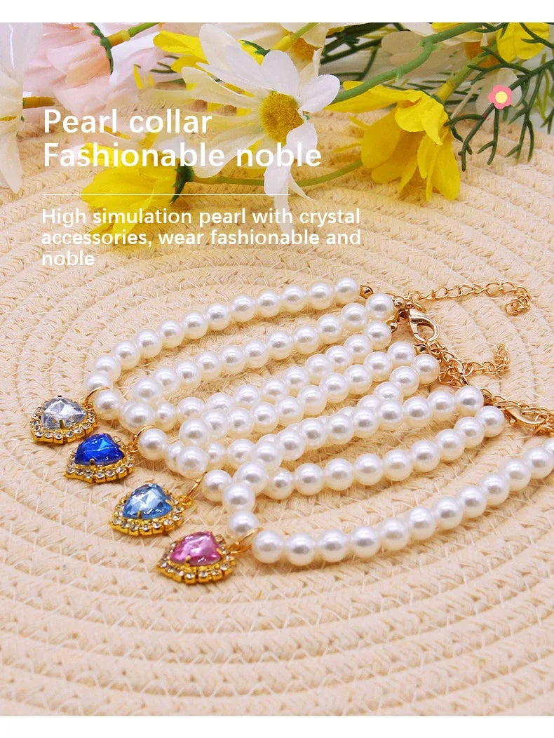 Faux Pearl Cat Necklace Collar