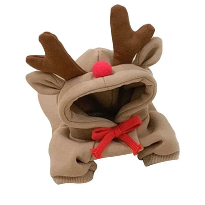 Christmas Pets Antler Coat Winter Hooded Sweatshirt Small Medium Pet Puppy Cat Jacket Clothes Chihuahuas French Bulldog Costume