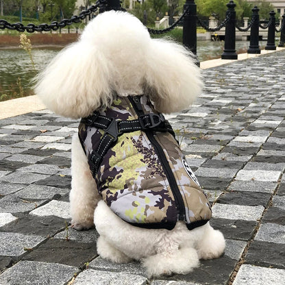 Winter Dog Jacket with Built-In Harness