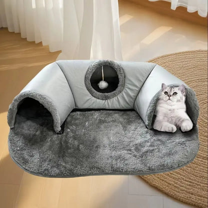 U-Shaped Cat Tunnel Bed