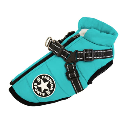 Winter Dog Jacket with Built-In Harness