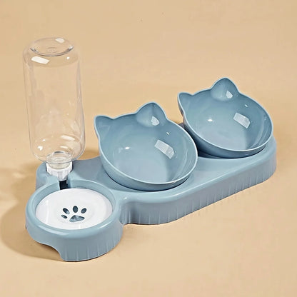 3-in-1 Tilted Pet Food & Water Set