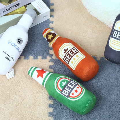 Squeaky Beer Bottle Dog Toy