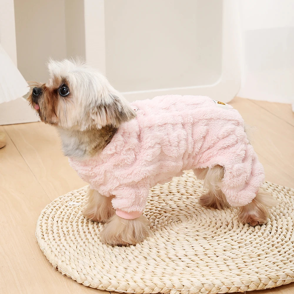 Fleece Dog Jumpsuit with Leash Ring