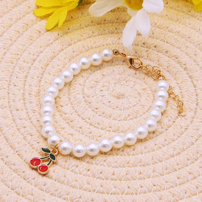 Faux Pearl Cat Necklace Collar