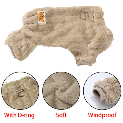 Fleece Dog Jumpsuit with Leash Ring