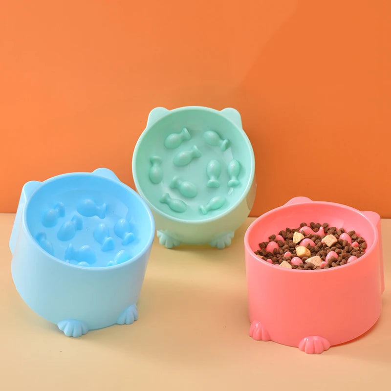 Raised Slow-Feed Pet Bowl