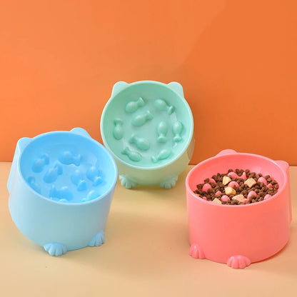 Raised Slow-Feed Pet Bowl