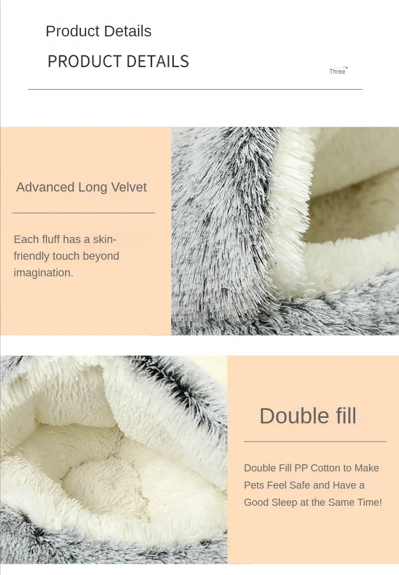 2-in-1 Plush Cat Bed & Sleep Bag