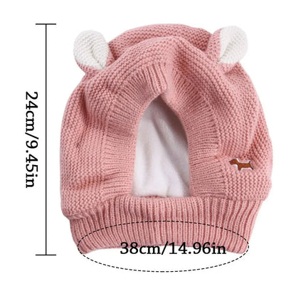 Knit Dog Ear Muffs & Hat