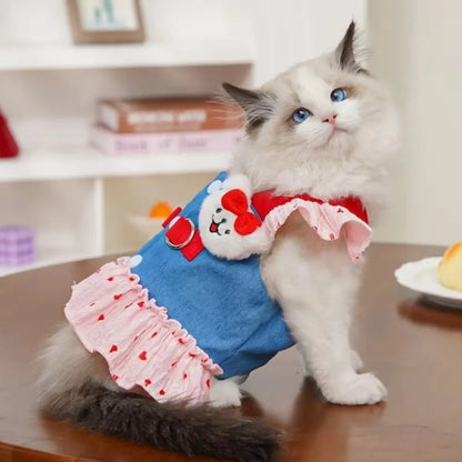 Strawberry Denim Dog Harness Dress